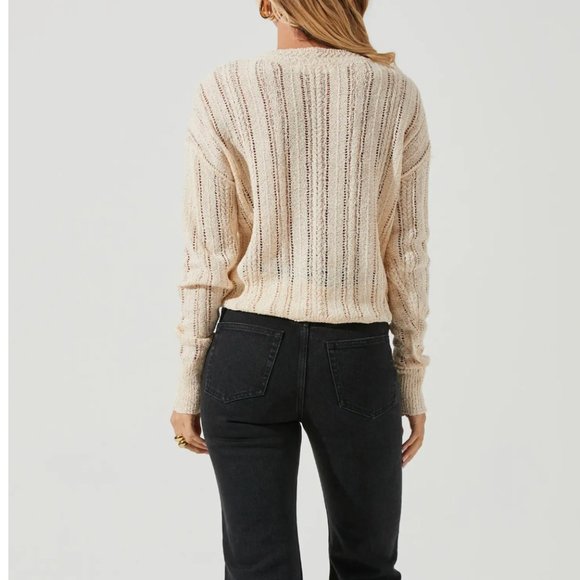ASTR Biege NWT Wrap Front Pointelle Sweater - SIZE XL - Picture 3 of 13